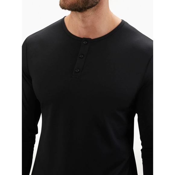 Cuts Clothing Men's Elongated Henley Long Sleeve Signature Fit PYCA Tee T-Shirt - Picture 4 of 7